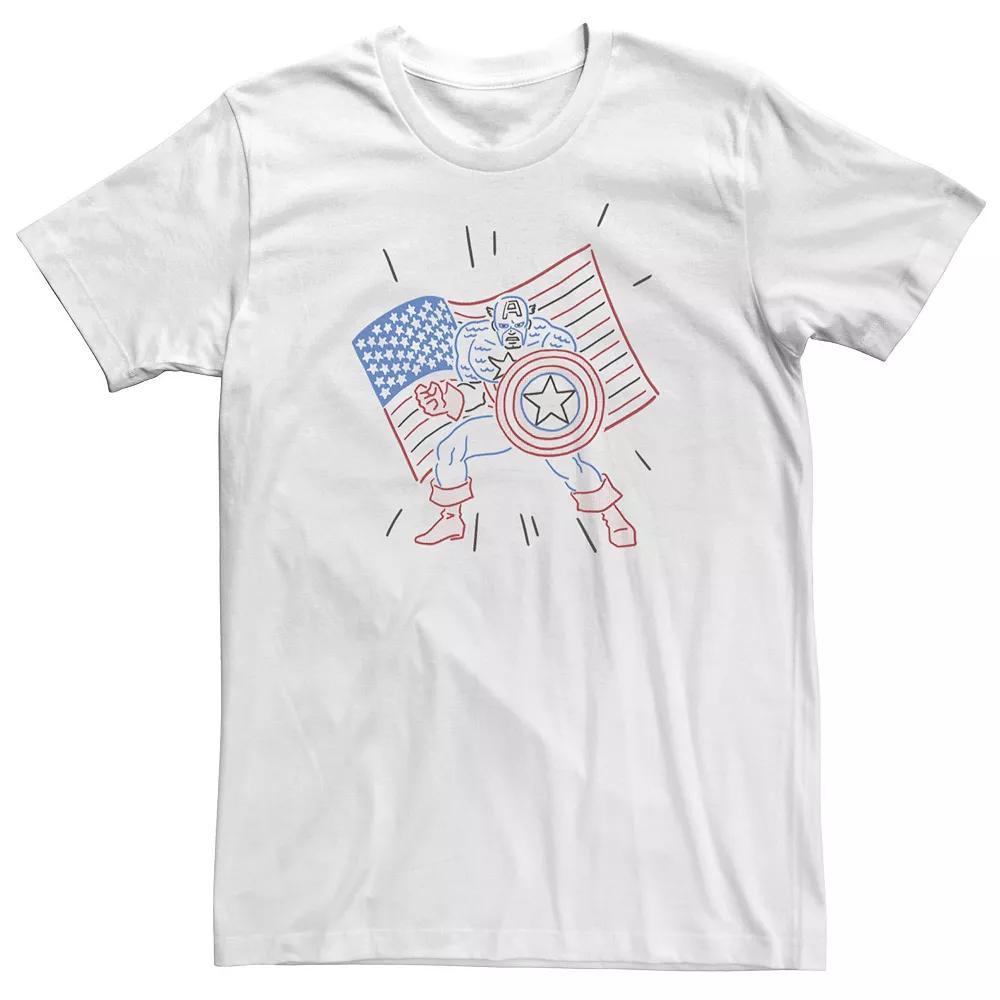 Big & Tall Marvel Captain America Patriotic Line Art Tee, Men's, Size: 5XL, White Product Image