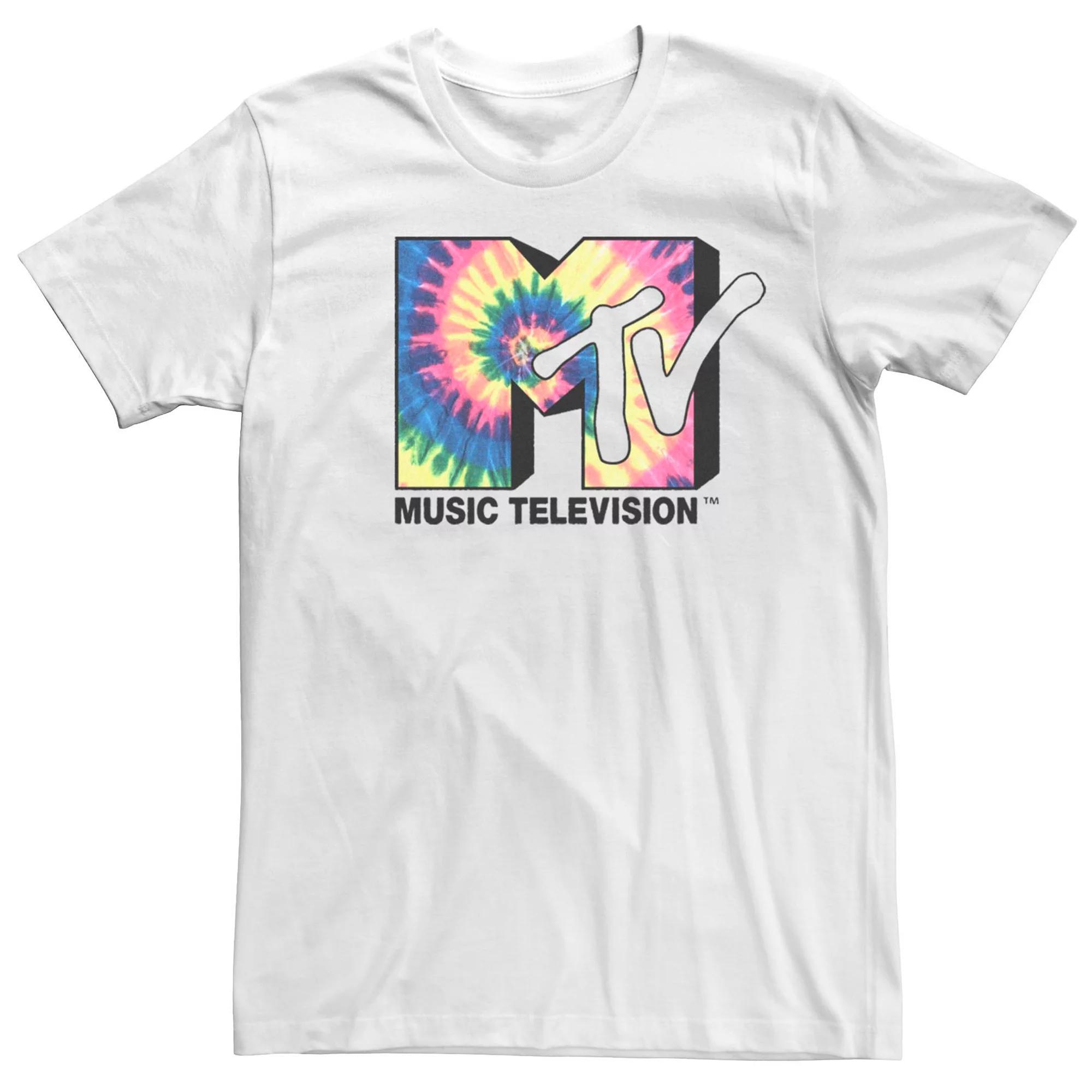 Men's MTV Spiral Tie-Dye Fill Logo Tee, Size: Small, Athletic Grey Product Image