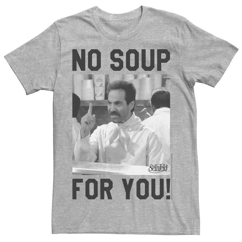 Men's Seinfeld No Soup For You Meme Greyscale Tee, Size: Small, Athletic Grey Product Image