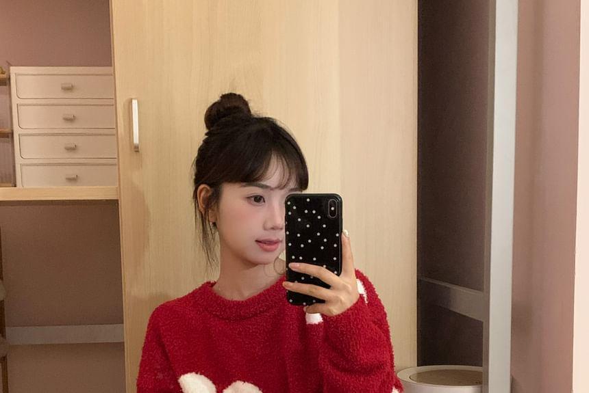 Pajama Set: Floral Sweater + Pants Product Image