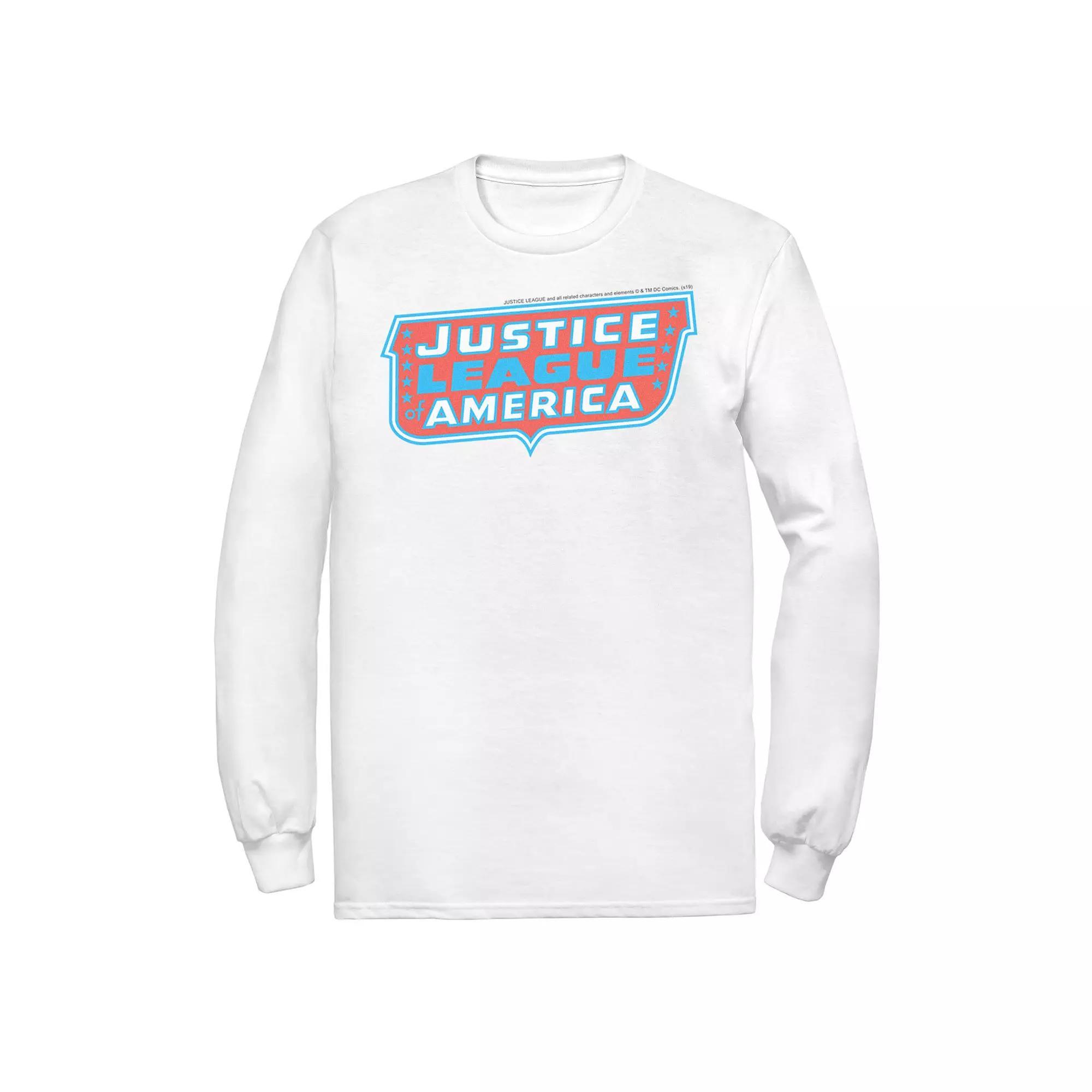 Men's DC Comics Justice League of America Text Poster Logo Tee, Size: Small, White Product Image