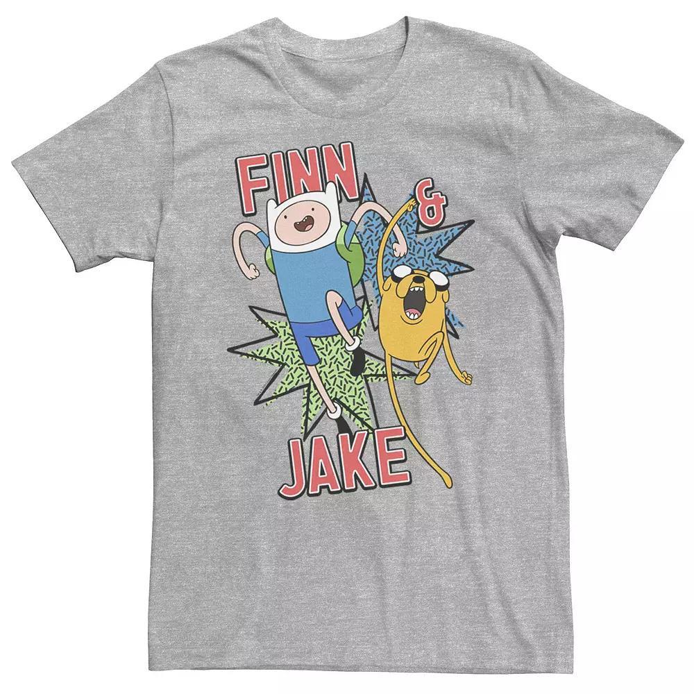 Big & Tall Cartoon Network Adventure Time Finn & Jake Kapows Tee, Men's, Size: 4XL, Athletic Grey Product Image