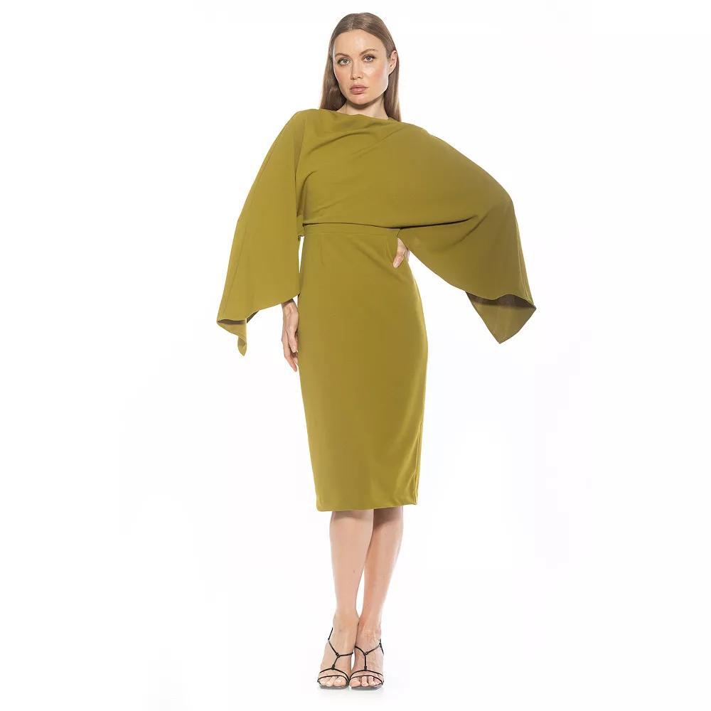 Women's ALEXIA ADMOR Vida Draped Cape Sleeve Sheath Dress, Size: Small, Green Product Image