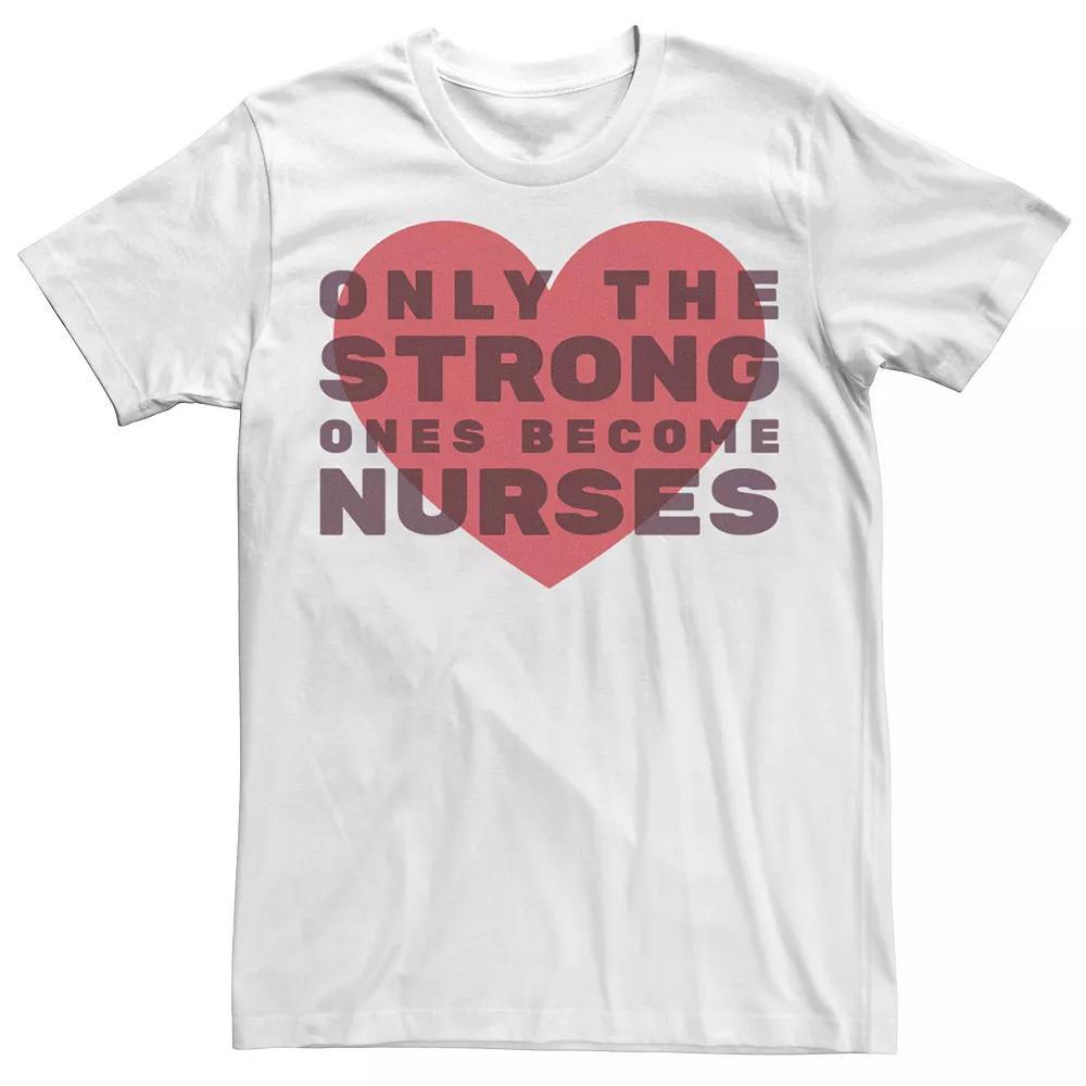 Men's Only The Strong Ones Become Nurses Heart Graphic Tee, Size: XXL, Athletic Grey Product Image