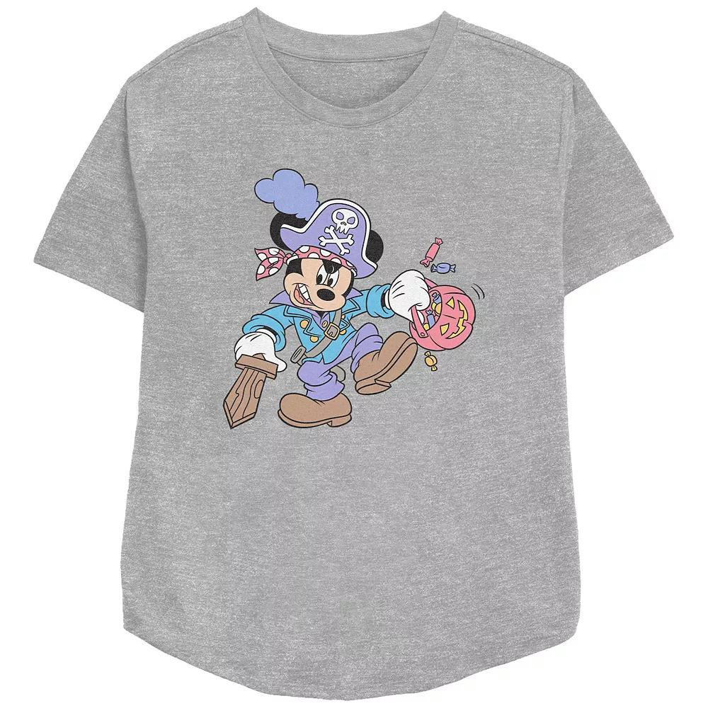 Disney's Mickey Mouse Pirate Trick Or Treater Women's Relaxed Fit Graphic Tee, Size: Medium, Athletic Grey Product Image