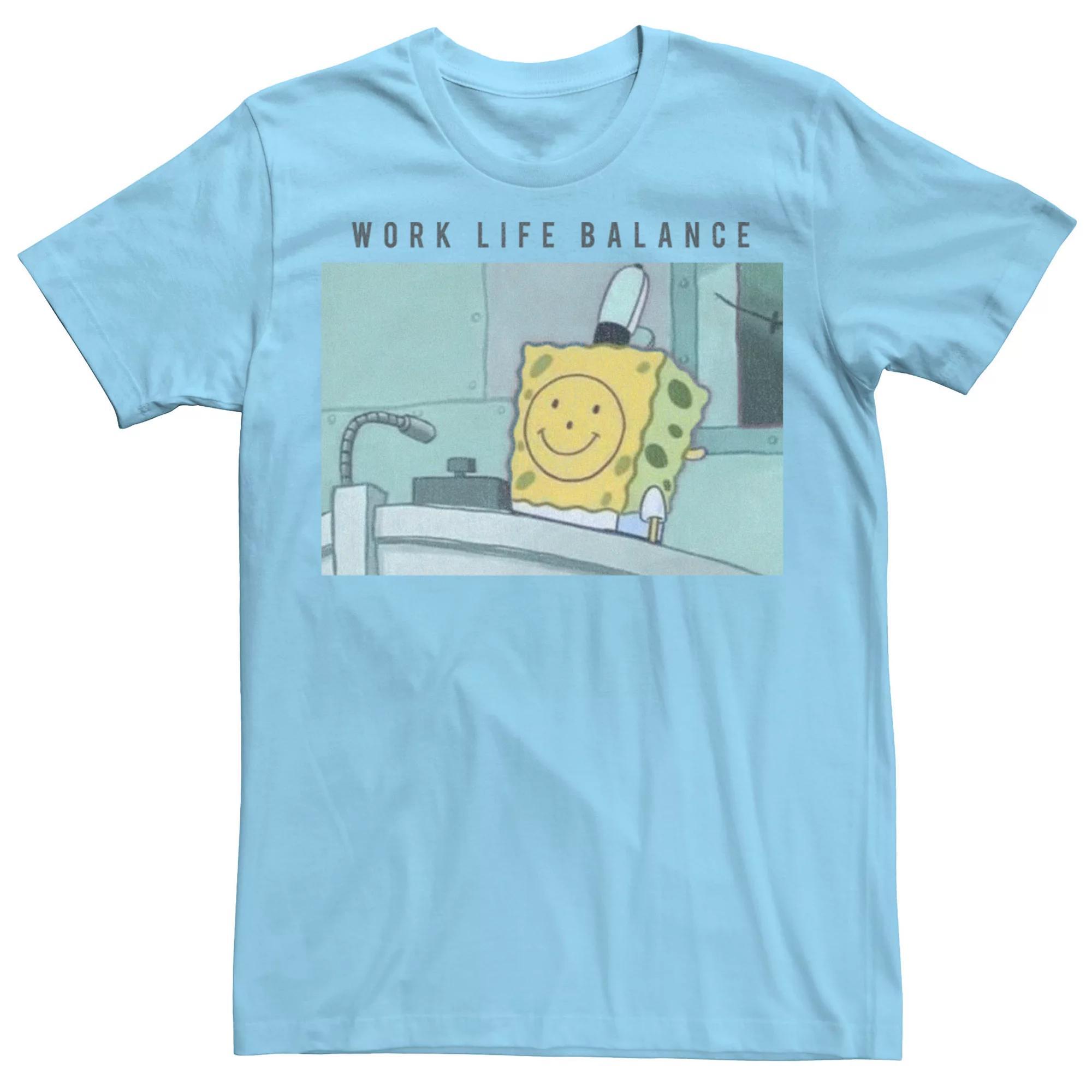 Men's Spongebob Squarepants Work Life Balance Tee, Size: Medium, Light Blue Product Image