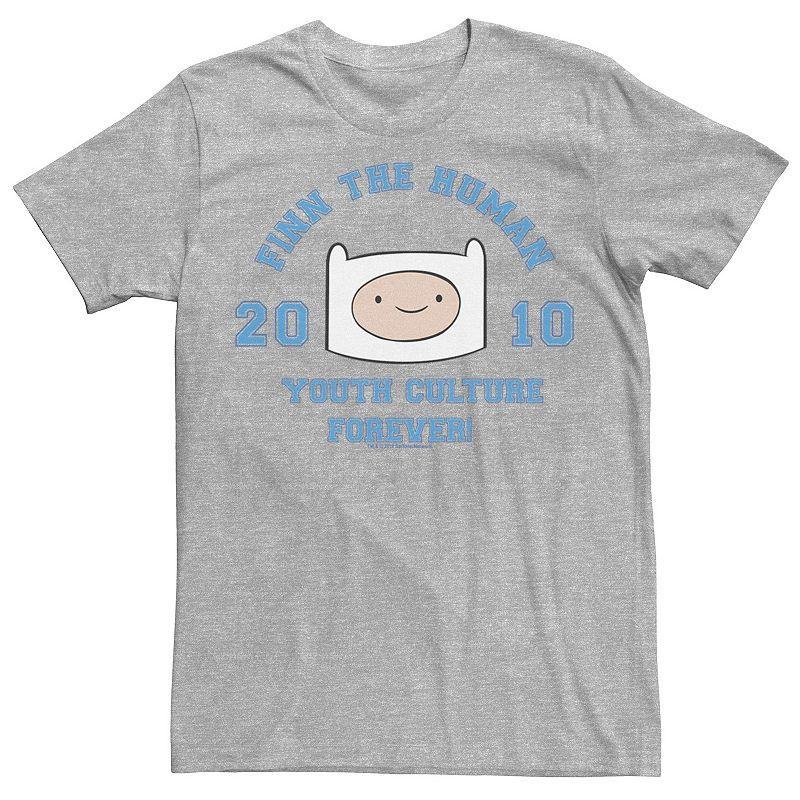 Men's Adventure Time Finn The Human Youth Culture Forever Graphic Tee, Size: 3XL, Athletic Grey Product Image