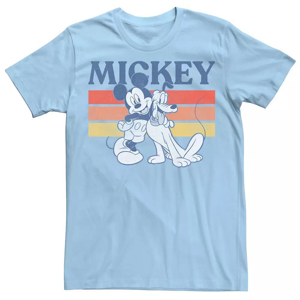 Disney's Mickey And Friends Mickey And Pluto Men's Retro Line Tee, Size: XL, Light Blue Product Image