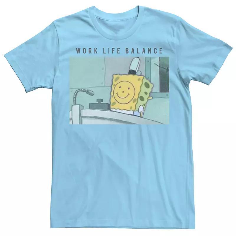 Men's Spongebob Squarepants Work Life Balance Tee, Size: Medium, Light Blue Product Image
