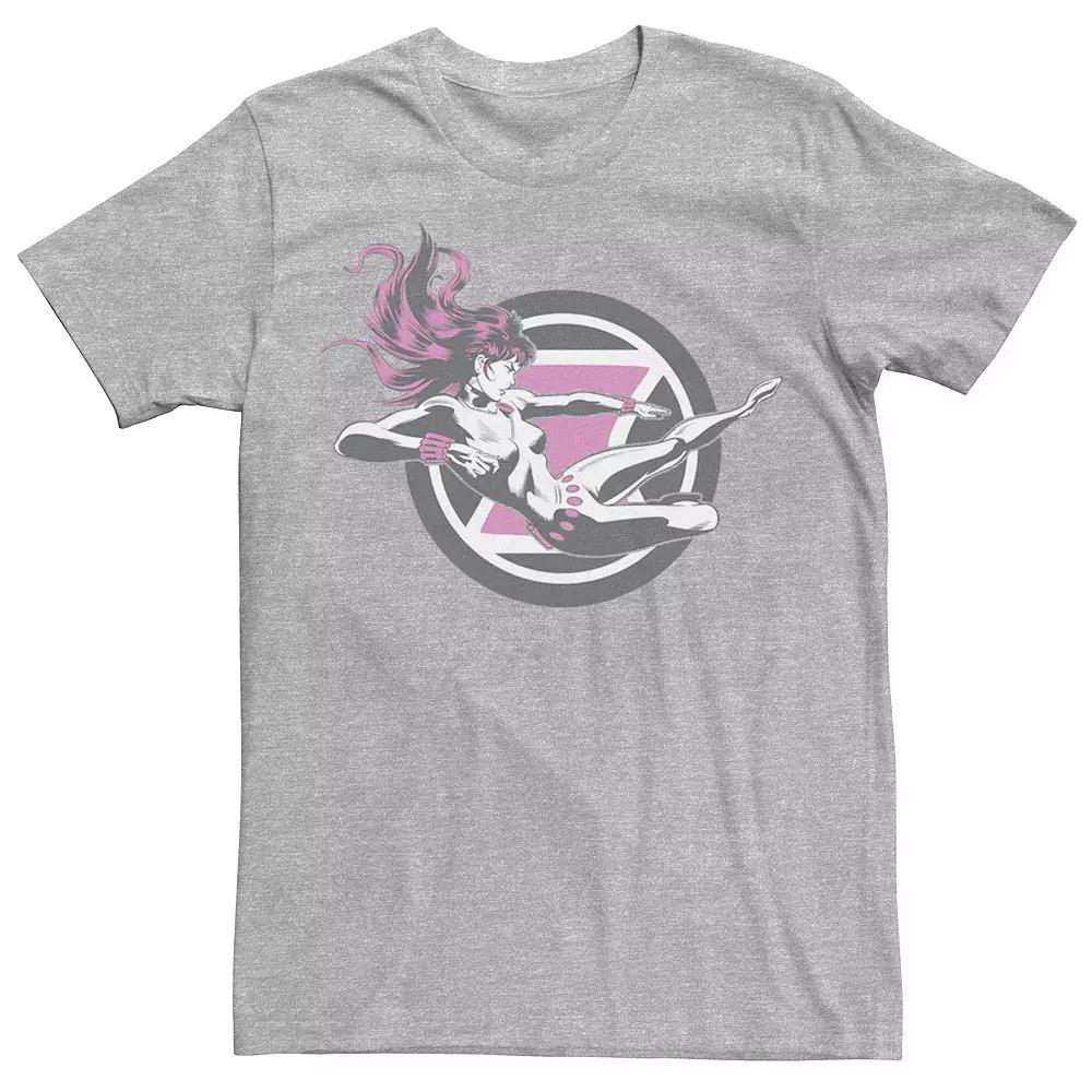 Men's Marvel Black Widow Flying Kick Tee, Size: Large, Athletic Grey Product Image