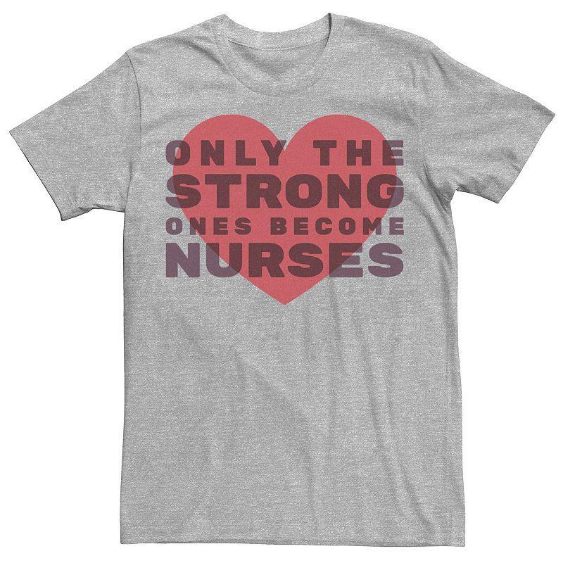 Men's Only The Strong Ones Become Nurses Heart Graphic Tee, Size: XXL, Athletic Grey Product Image