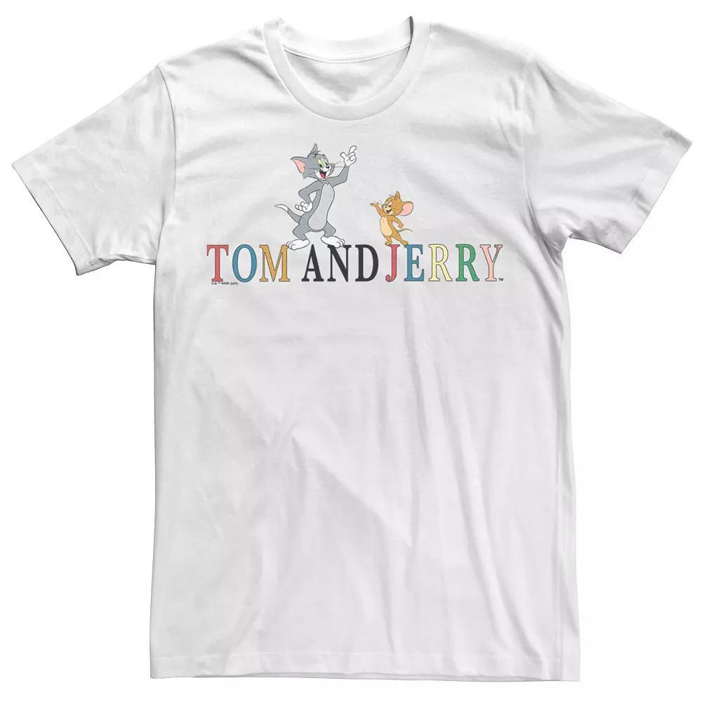 Men's Tom And Jerry Colorful Logo Tee, Size: XXL, White Product Image
