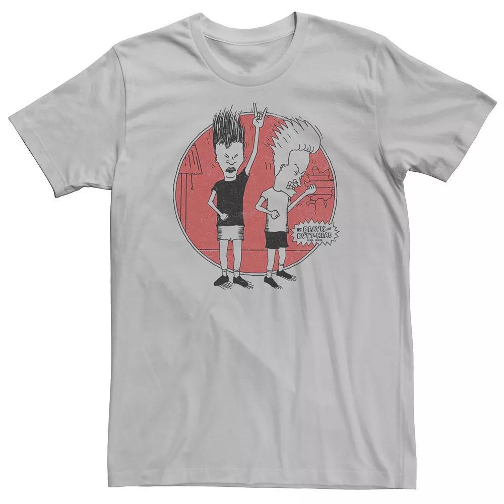 Men's Beavis And Butthead Rock Out Short Sleeve Tee, Size: Medium, Silver Product Image