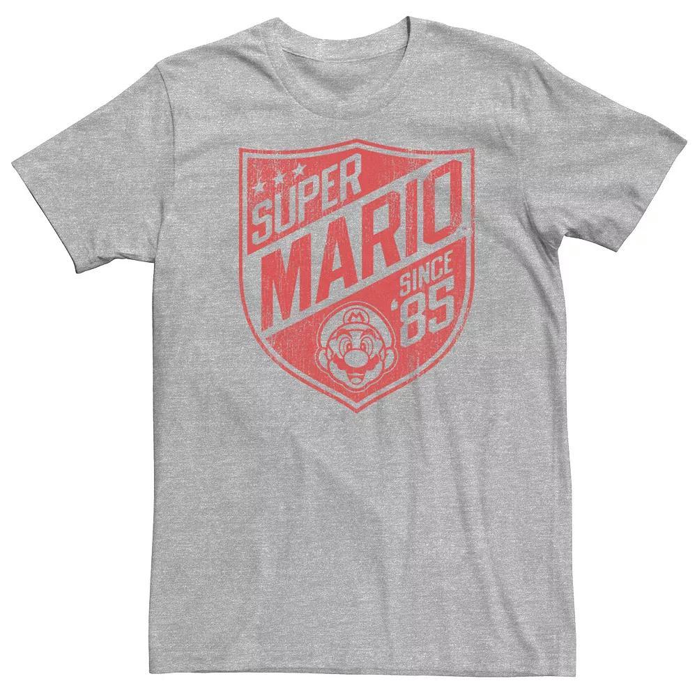 Men's Super Mario Bros 85 Badge Tee, Size: Small, Athletic Grey Product Image