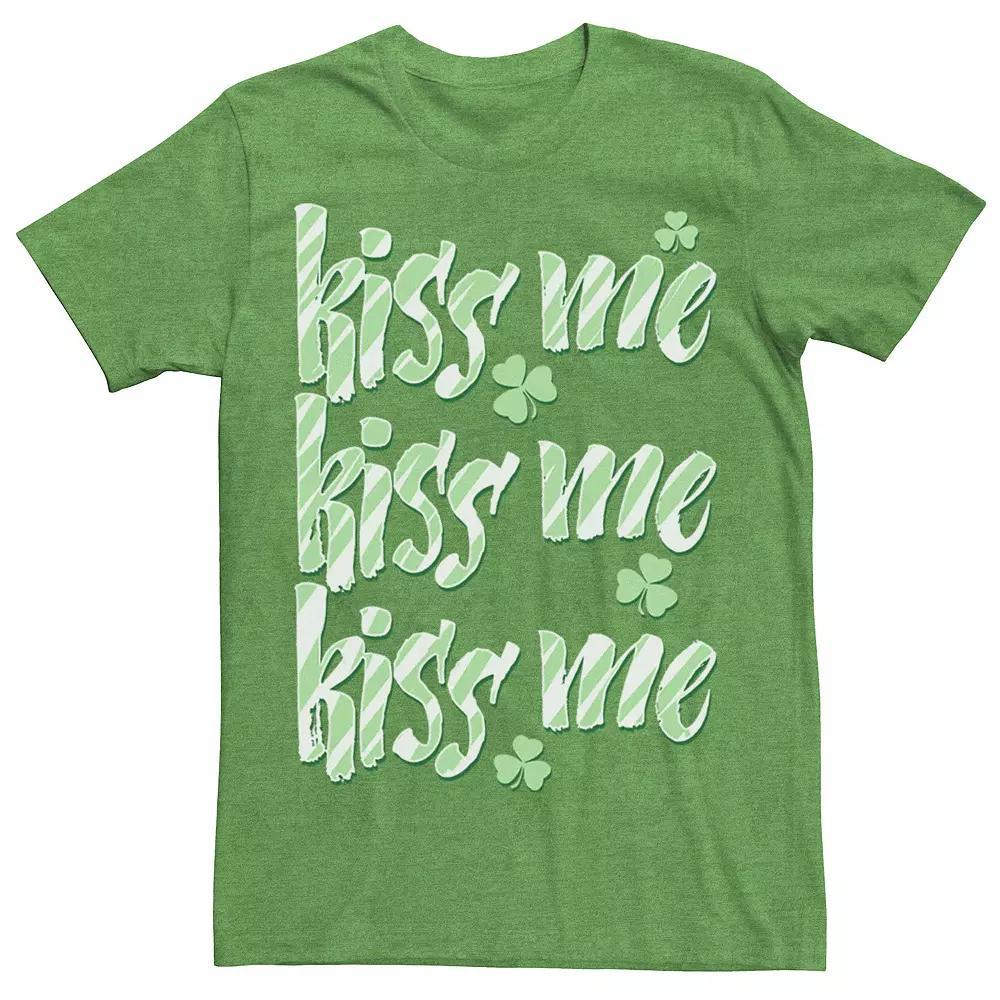 Men's Green Kiss Me Clover Word Stack Graphic Tee, Size: Small, Kelly Grey Product Image