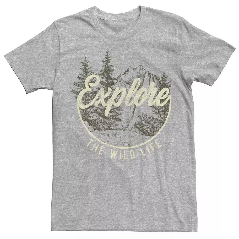 Men's Explore The Wild Life Mountain Scene Circle Tee, Boy's, Size: Small, Grey Product Image