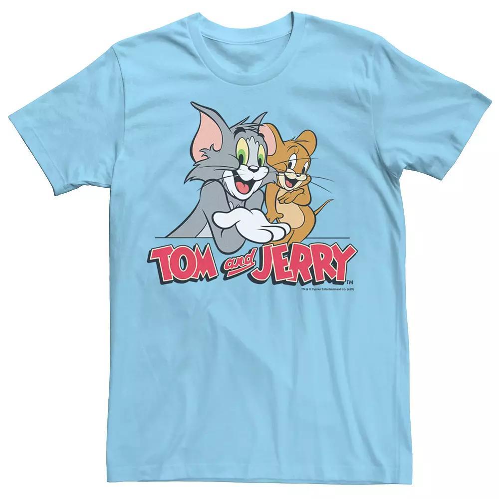 Men's Tom And Jerry Full Color Portrait Logo Tee, Size: Medium, Light Blue Product Image