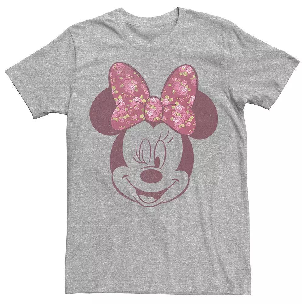 Disney's Mickey & Friends Minnie Men's Floral Bow Portrait Tee, Size: XXL, Athletic Grey Product Image