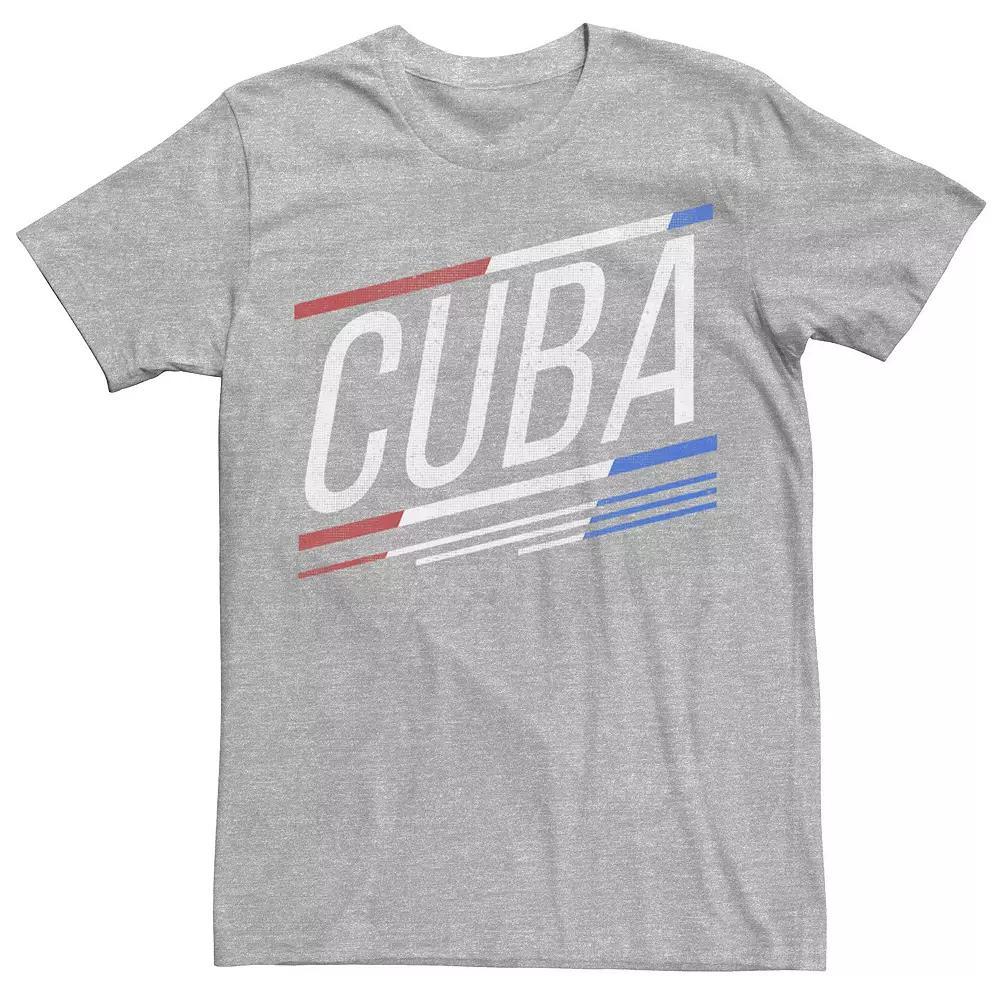 Men's Gonzales Cuba Slanted Stripe Logo Tee, Size: Large, Athletic Grey Product Image