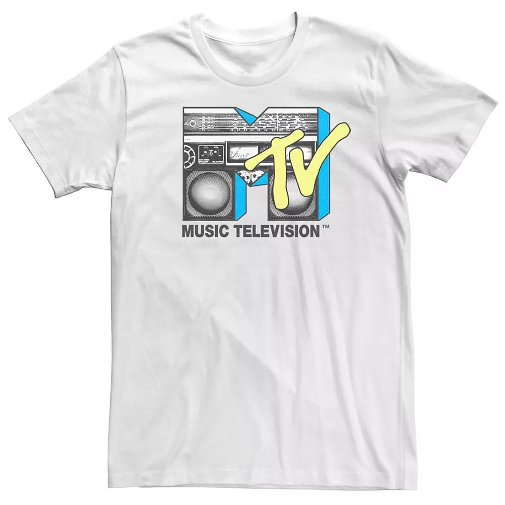 Men's MTV Logo Black And Yellow Boombox Tee, Size: XXL, White Product Image
