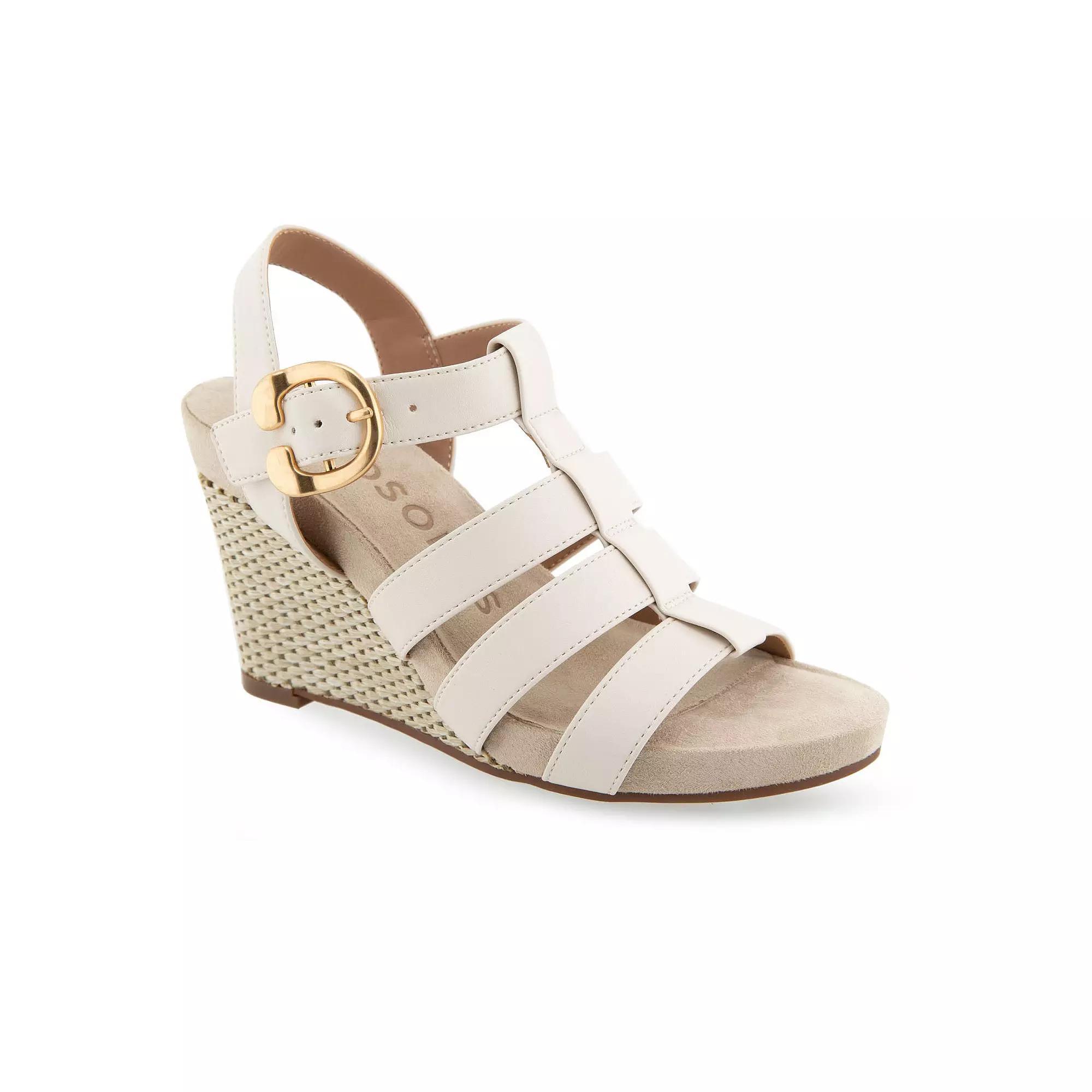 Aerosoles Paige Women's Wedge Sandals, Size: 12, Eggnog Pu Leather Product Image