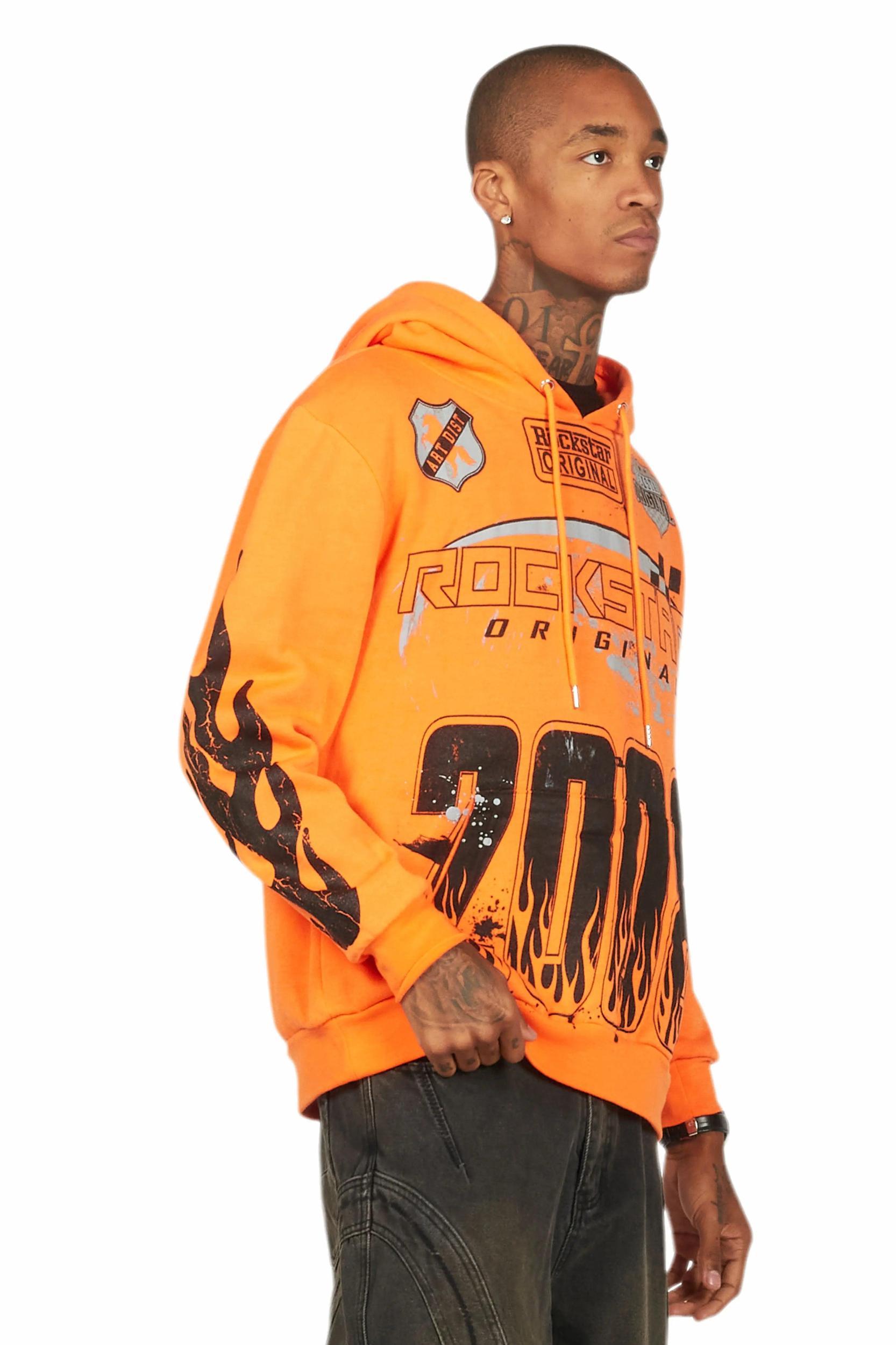 Amos Orange Graphic Hoodie Male Product Image