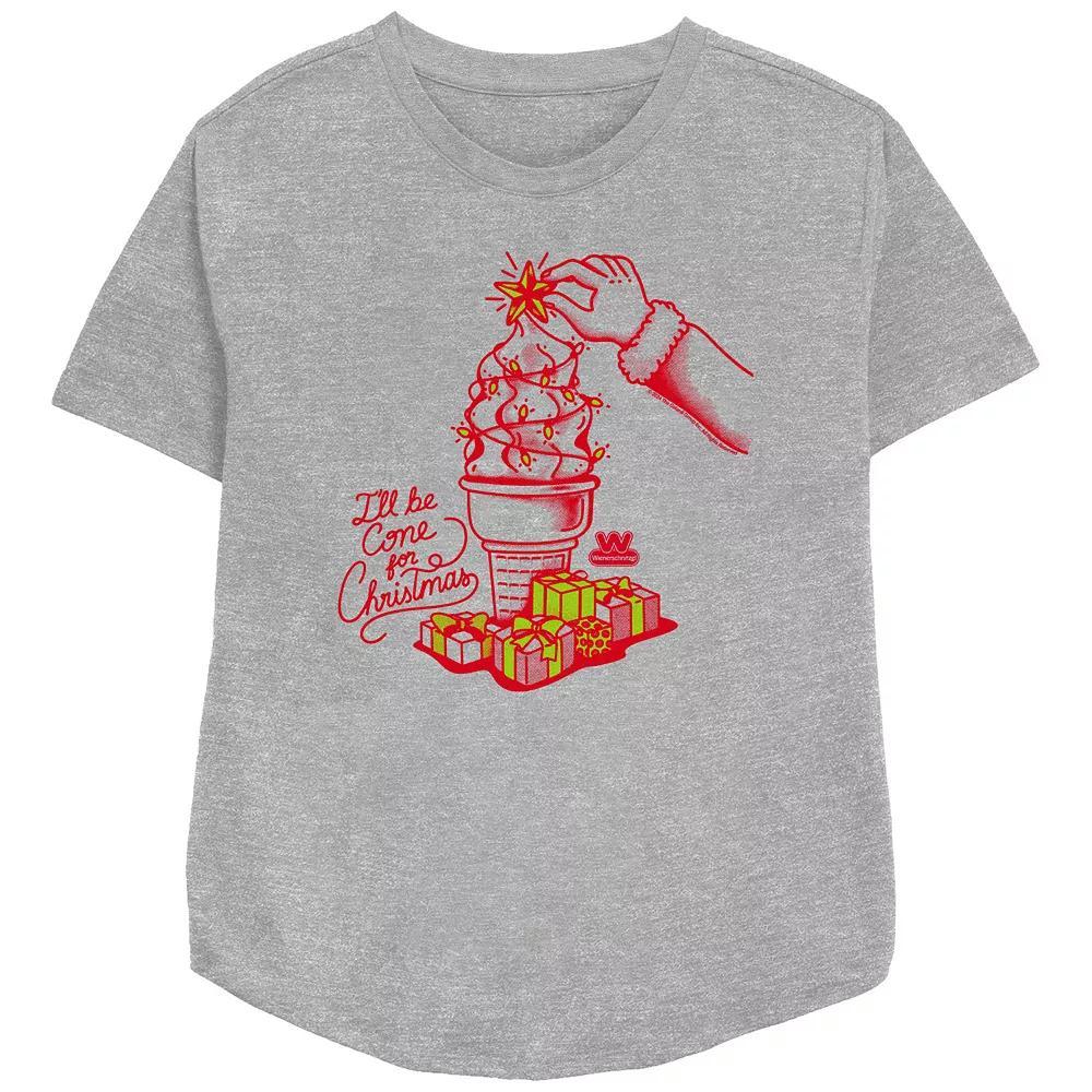 Women's Wienerschnitzel I'll Be Cone For Christmas Relaxed Fit Graphic Tee, Size: XS, Athletic Grey Product Image