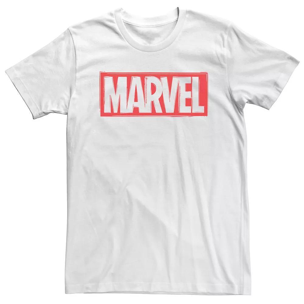 Big & Tall Marvel Woodcut Logo Tee, Men's, Size: 3XL Tall, White Product Image