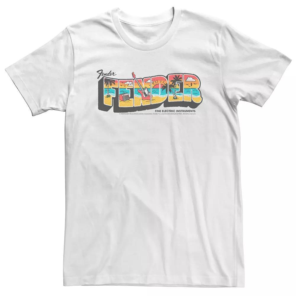 Big & Tall Fender Postcard Style Text Fill Tee, Men's, Size: 4XL, White Product Image