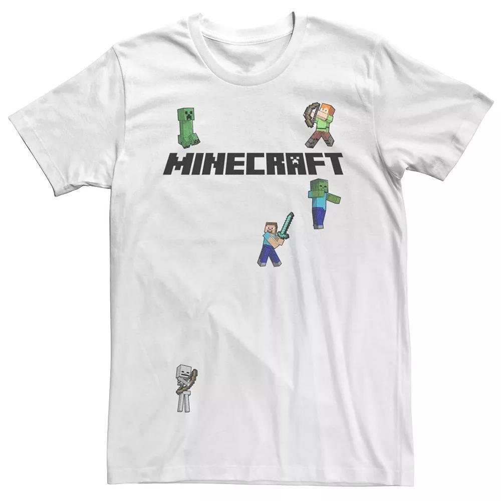 Men's Minecraft Creep Skeleton Zombie Sprites Overworld Logo Tee, Size: XL, White Product Image