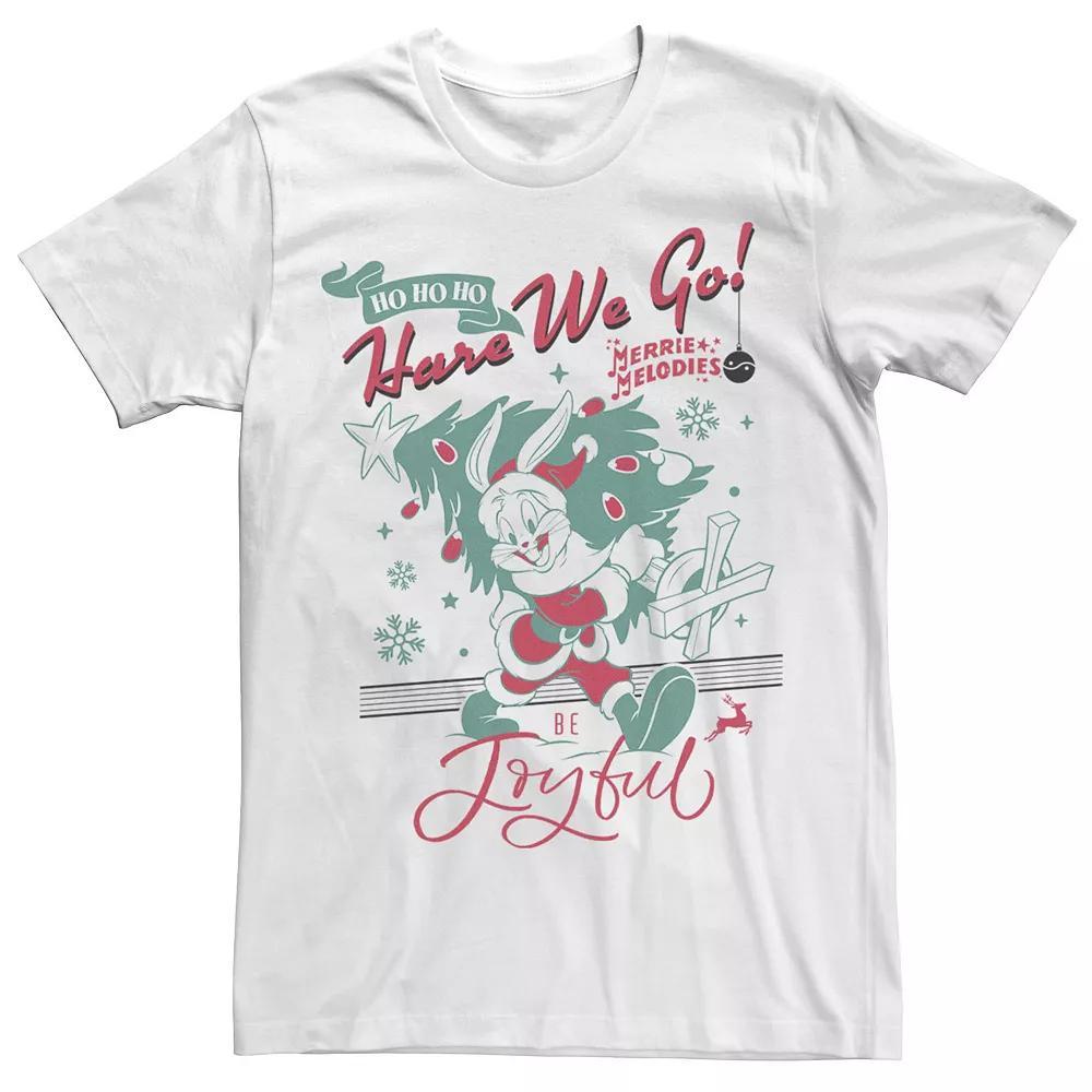 Men's Looney Tunes Christmas Bugs Bunny Ho Ho Ho Here We Go Tee, Size: XXL, White Product Image