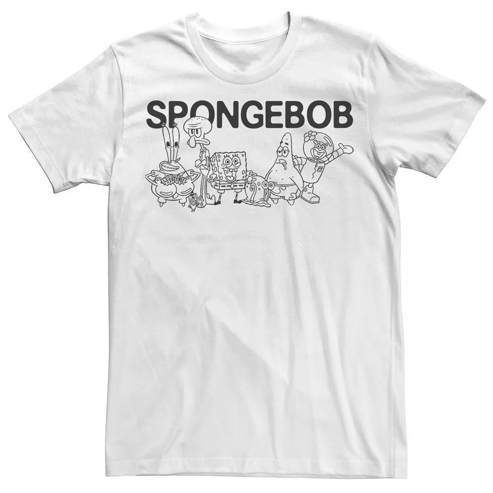 Men's SpongeBob Group Shot Outlines Tee, Size: Medium, White Product Image