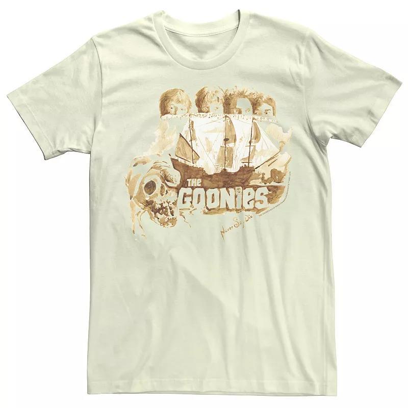 Men's The Goonies Group Shot Behind Ship Portrait Tee, Size: XXL, White Product Image