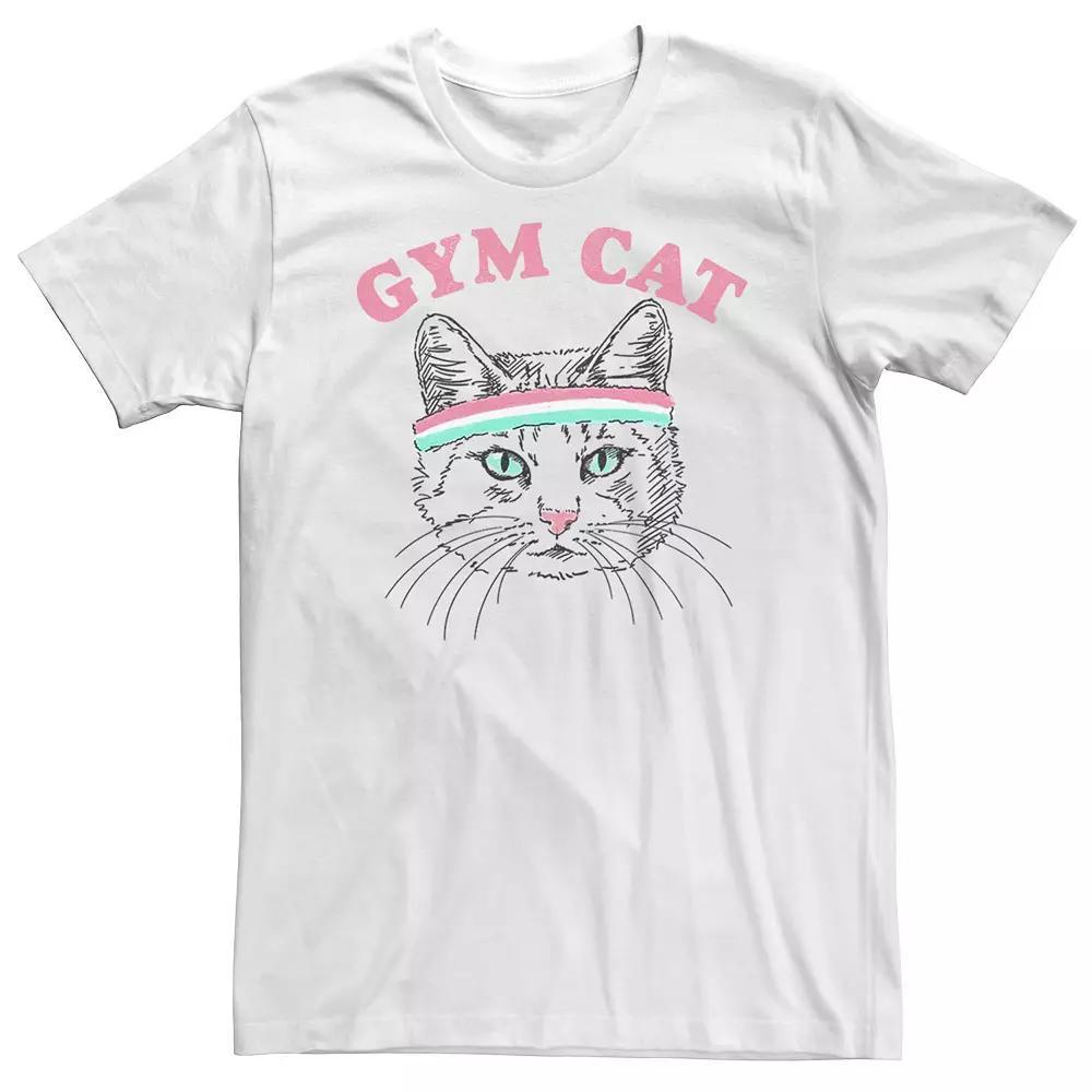 Big & Tall Gym Cat Outline With Headband Tee, Men's, Size: 4XL, White Product Image
