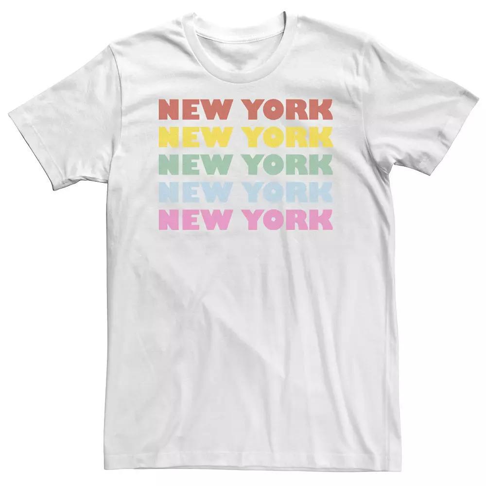 Big & Tall New York Solid Multicolor Stacked Design Tee, Men's, Size: 3XL, White Product Image