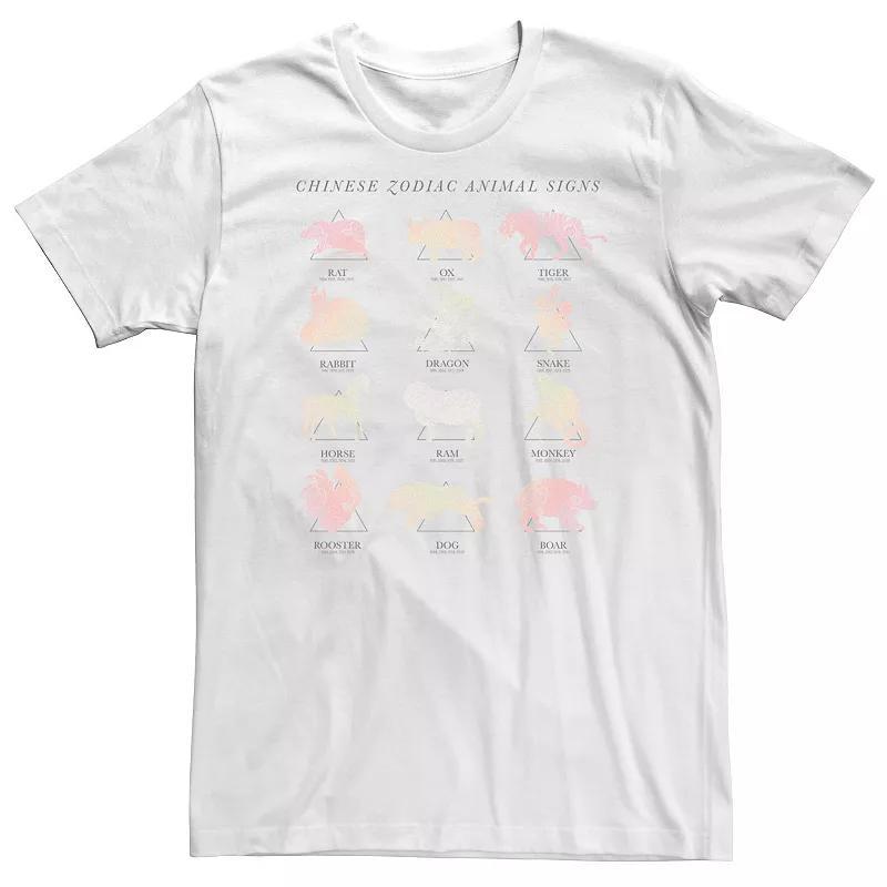 Big & Tall Trendy Zodiac Animal Signs Tee, Men's, Size: 3XL Tall, White Product Image