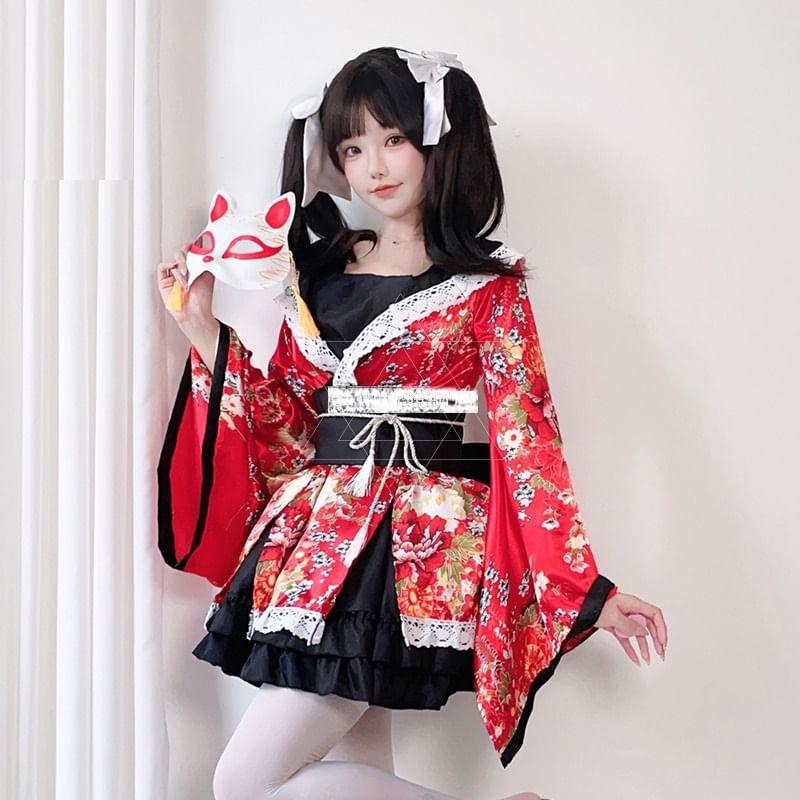 Floral Print Kimono Costume Set Product Image