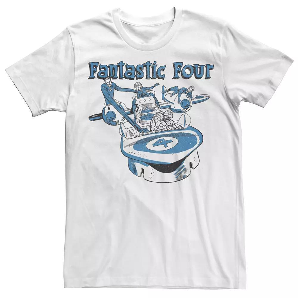Men's Marvel Fantastic Four Group Shot Fantasticar Tee, Size: Large, White Product Image