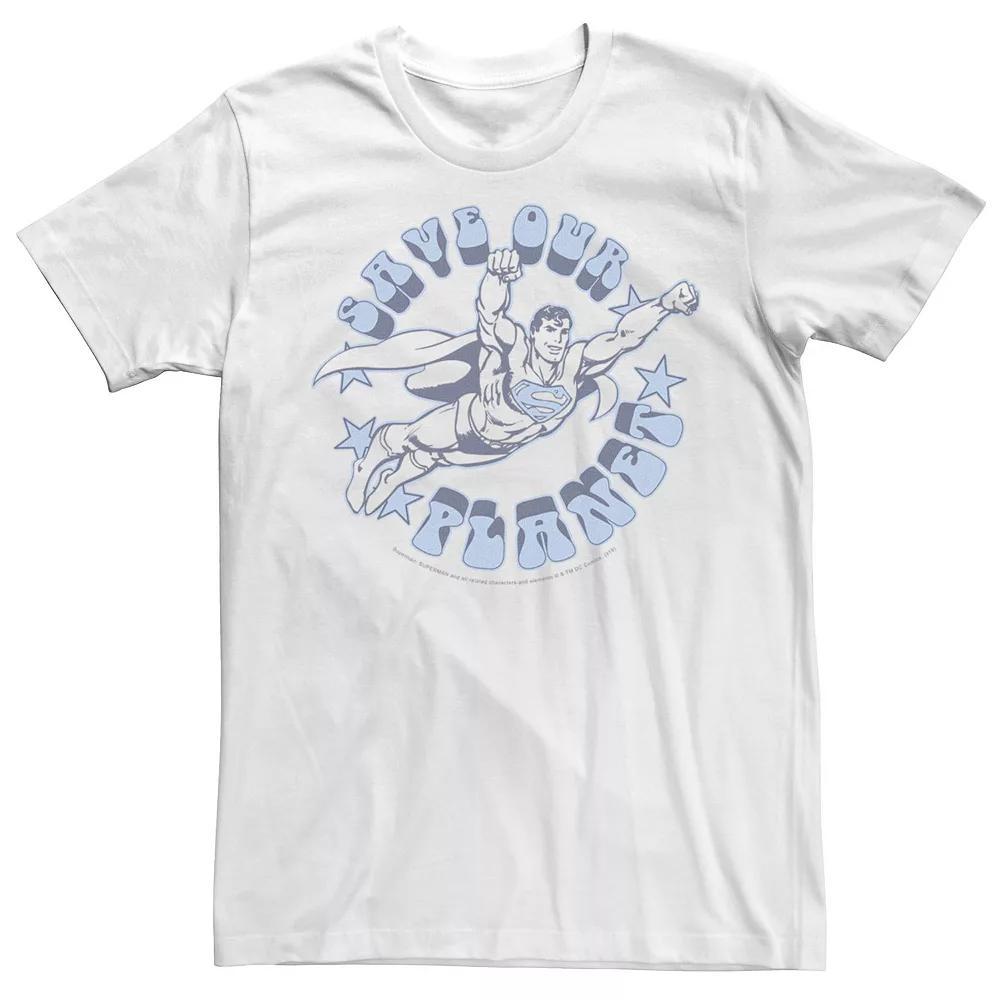 Men's DC Comics Superman Save Our Planet Circle Text Poster Graphic Tee, Size: Medium, White Product Image