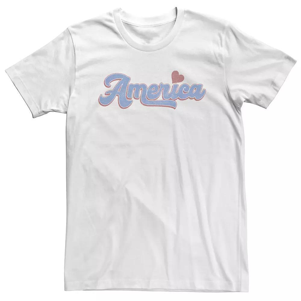 Big & Tall Trendy America Script Heart Tee, Men's, Size: 4XL, White Product Image