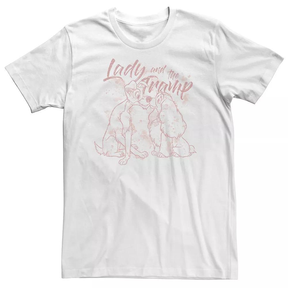 Big & Tall Disney Lady & The Tramp Splatter Outline Tee, Men's, Size: 3XL, White Product Image