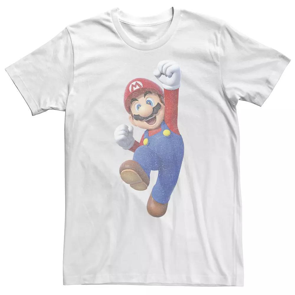 Men's Super Mario Faded Mario Jump Portrait Tee, Size: Small, White Product Image