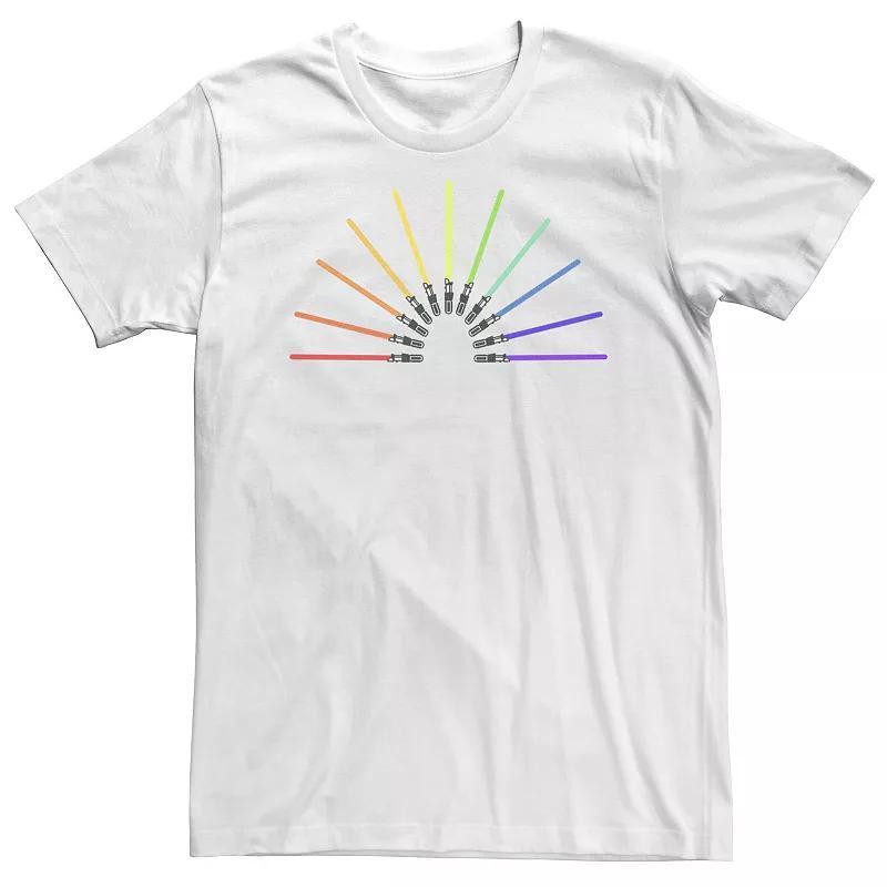 Big & Tall Star Wars Pride Rainbow Lightsabers Tee, Men's, Size: 4XL Tall, White Product Image