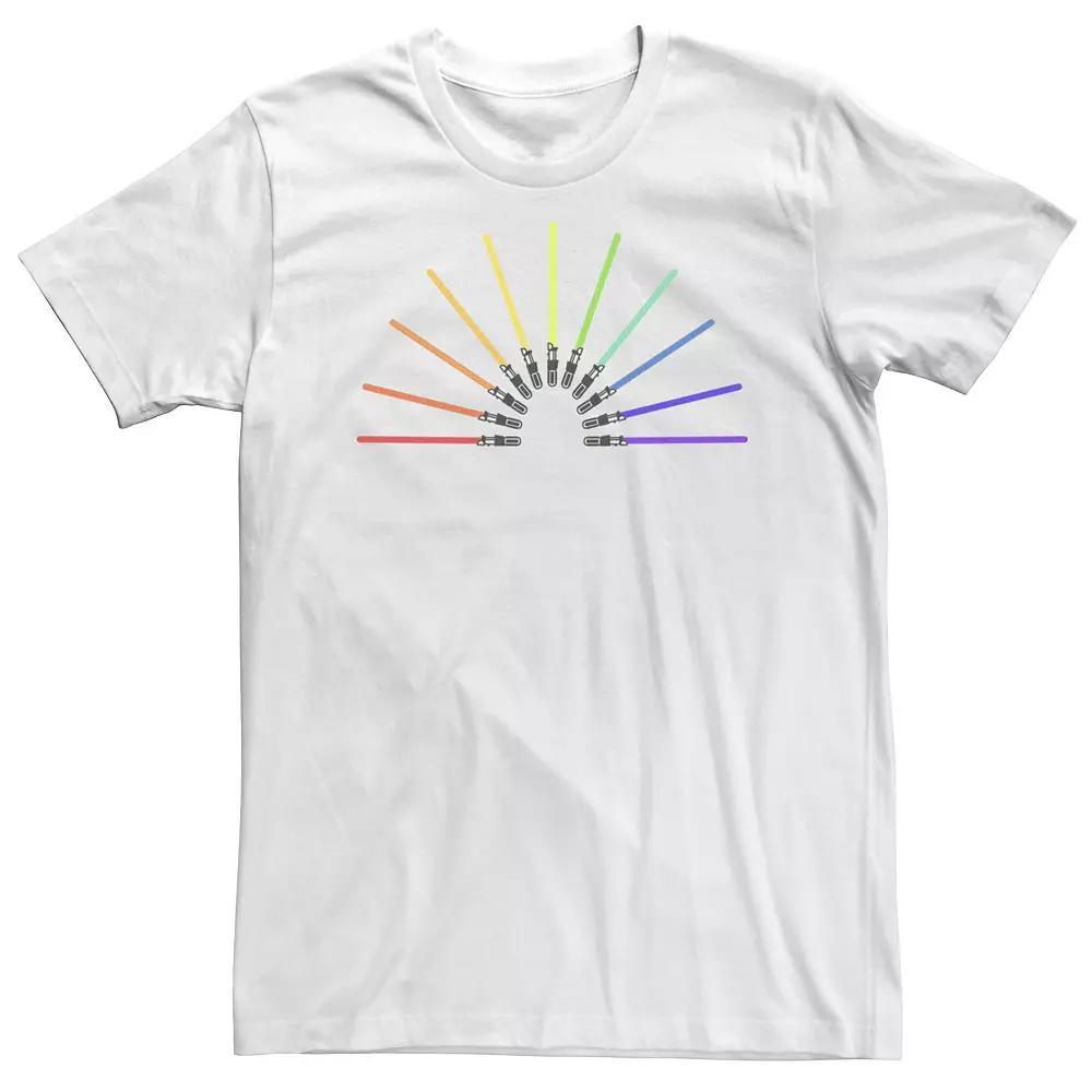 Big & Tall Star Wars Pride Rainbow Lightsabers Tee, Men's, Size: 4XL Tall, White Product Image