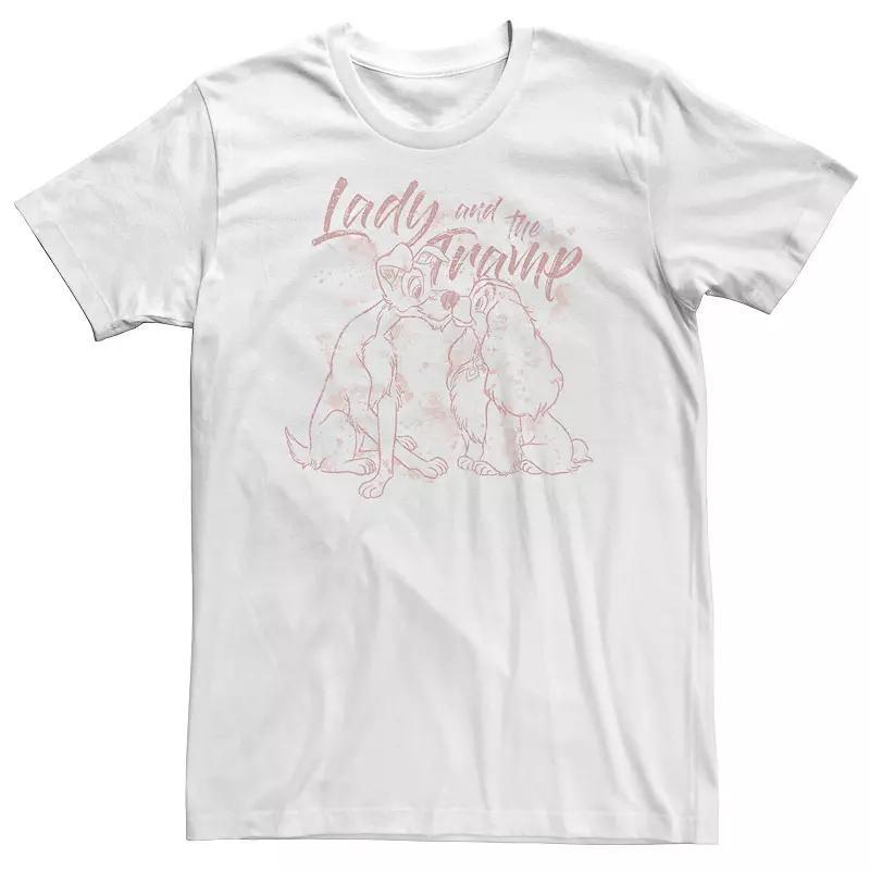 Big & Tall Disney Lady & The Tramp Splatter Outline Tee, Men's, Size: 3XL, White Product Image