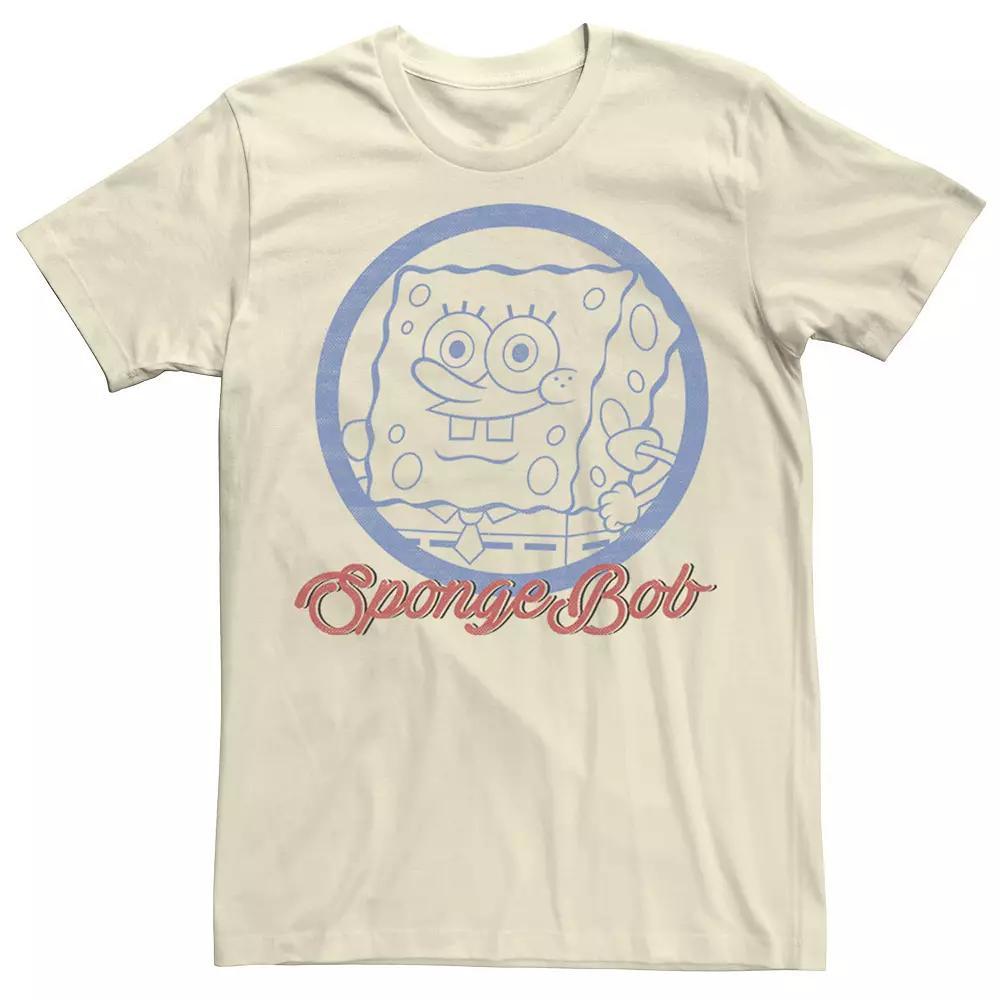 Men's Nickelodeon SpongeBob SquarePants Line Art Cursive Logo Portrait Graphic Tee, Size: Medium, White Product Image