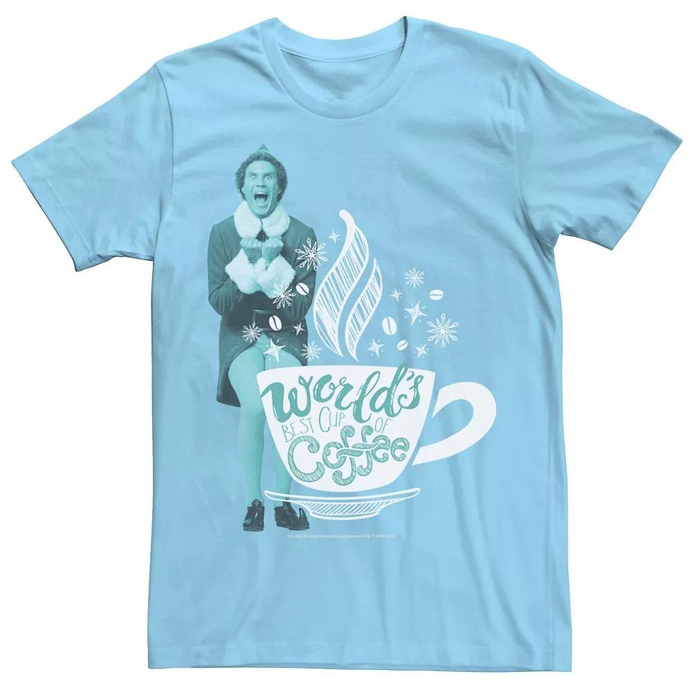 Men's Elf Buddy World's Best Cup Of Coffee Text Poster Tee, Size: Small, Light Blue Product Image