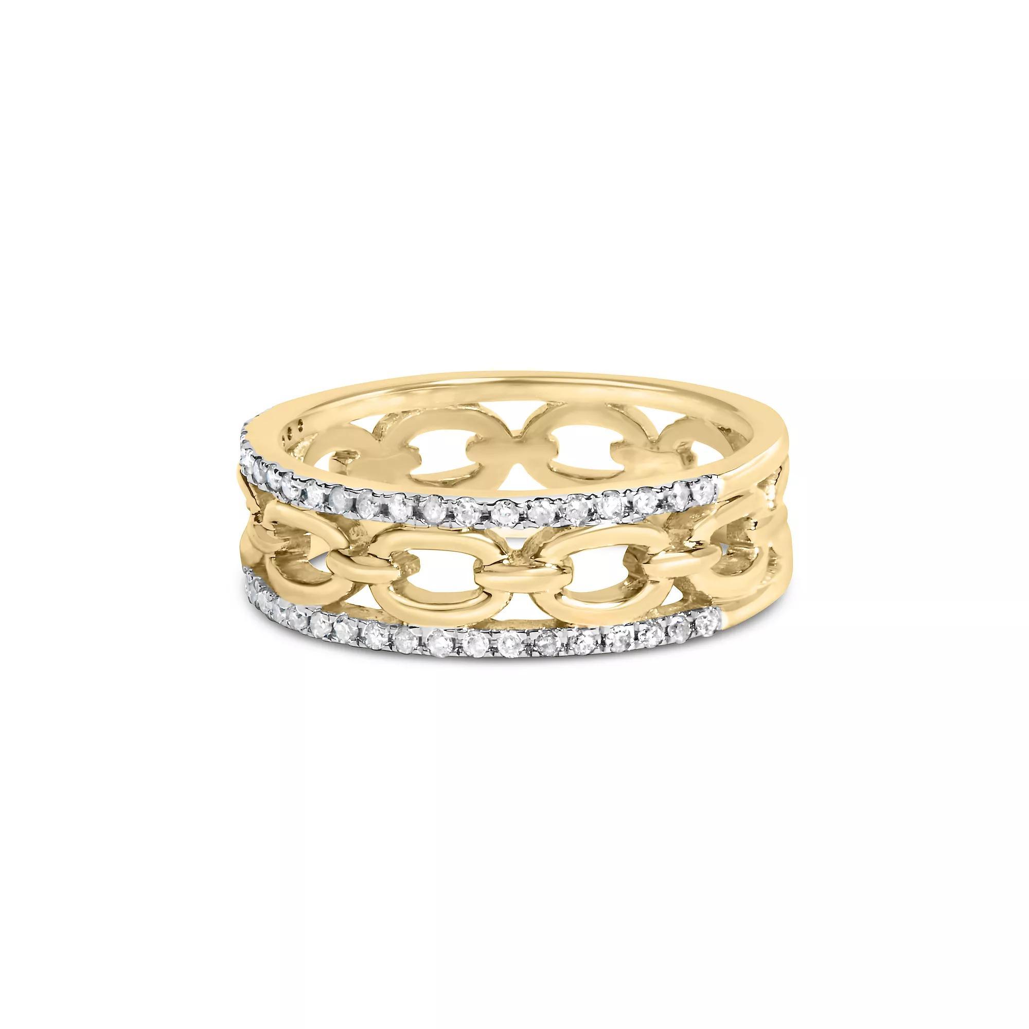Haus of Brilliance 10k Gold 1/5 Carat T.W. Diamond Chain Link Cutout Band Ring, Women's, Size: 8 Product Image