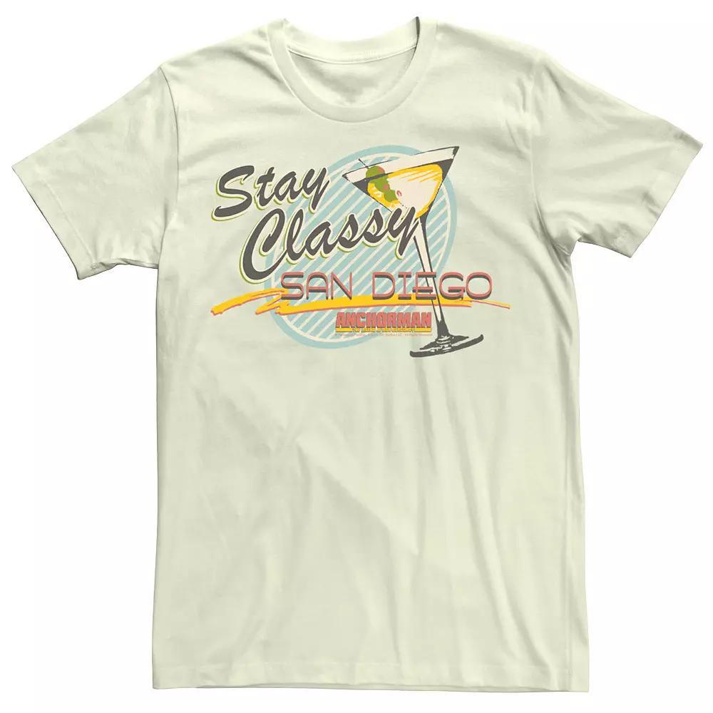 Men's Anchorman Stay Classy San Diego Martini Glass Tee, Size: Medium, Natural Product Image