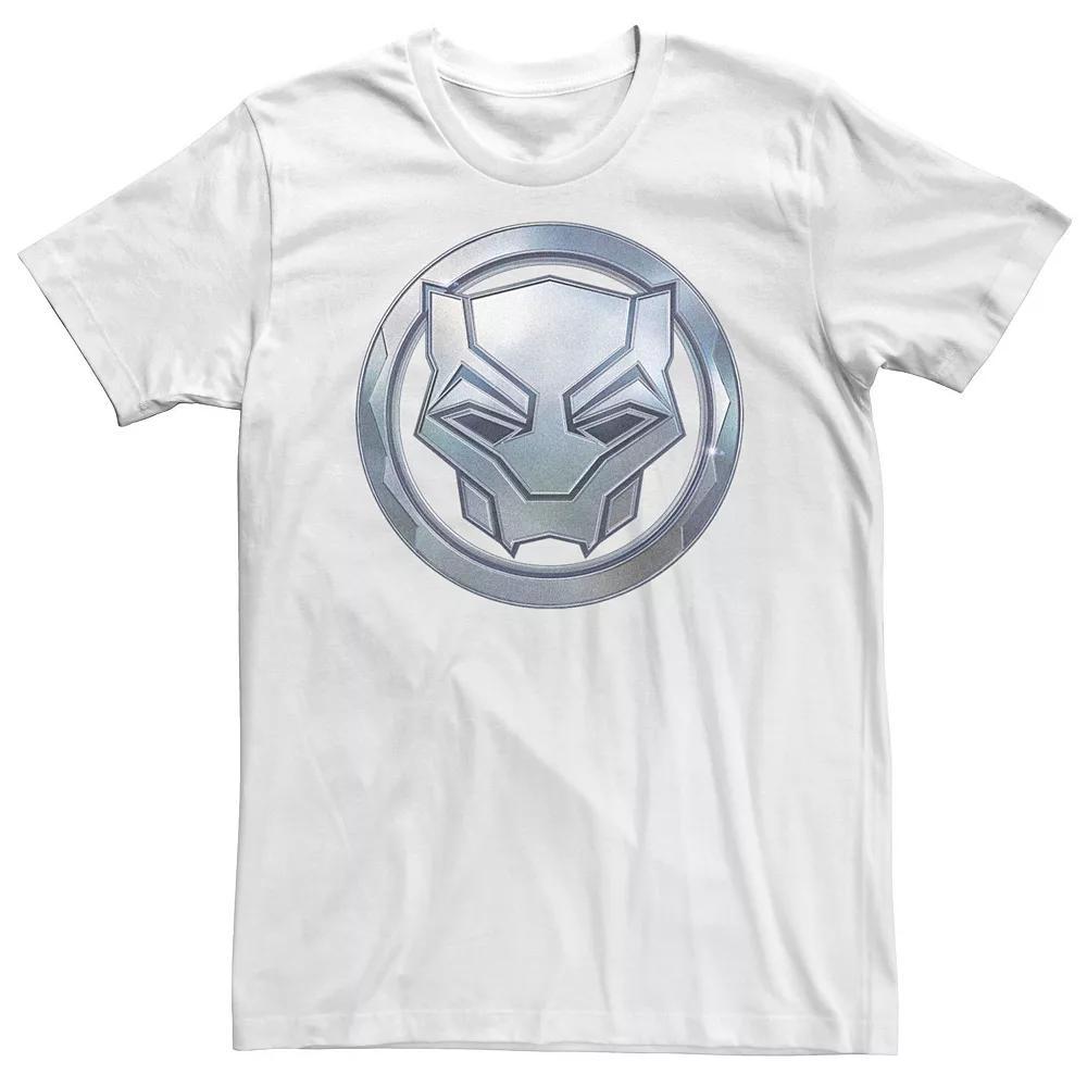Men's Marvel Wakanda Forever Metallic Black Panther Icon Tee, Size: XS, White Product Image
